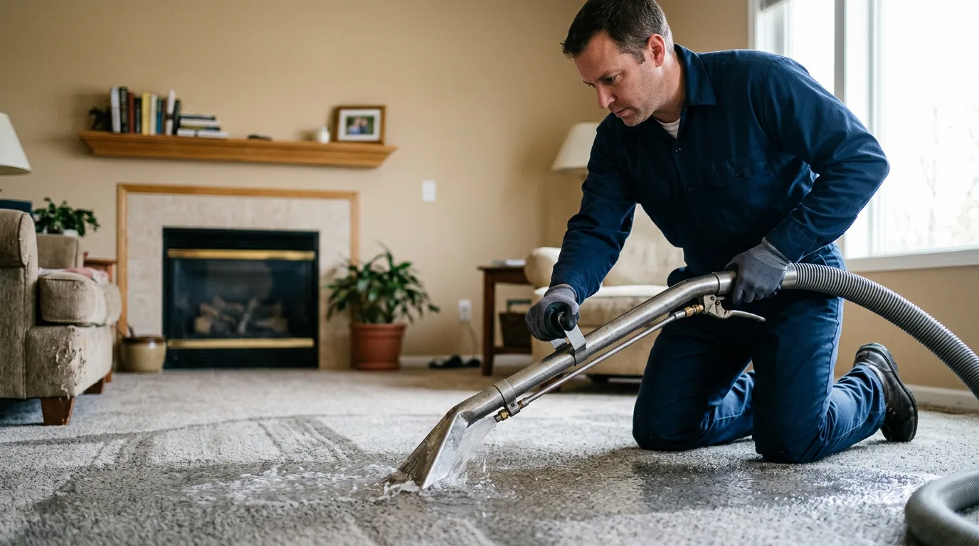 Water damage restoration technician working near New Vernon, NJ